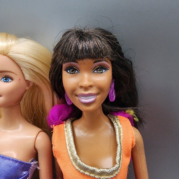 Mattel Barbie Dolls Lot of 4 Party Dresses 1999-2013 Rainbow Skirt Purple Orange - Picture 5 of 16